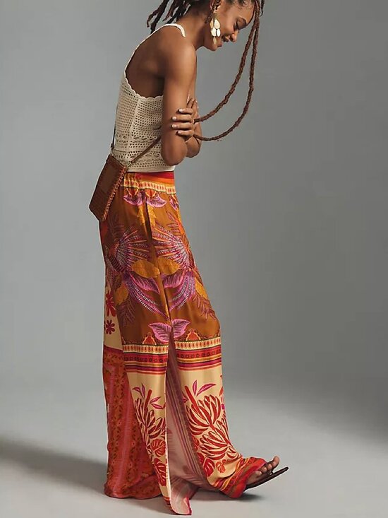 FARM Rio Pants - Farm Rio Forest Mixed Scarves Wide-Leg Pants NWT, Size Small